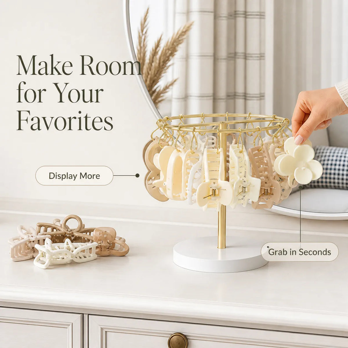 360° Rotating Claw Clip Organizer Stand