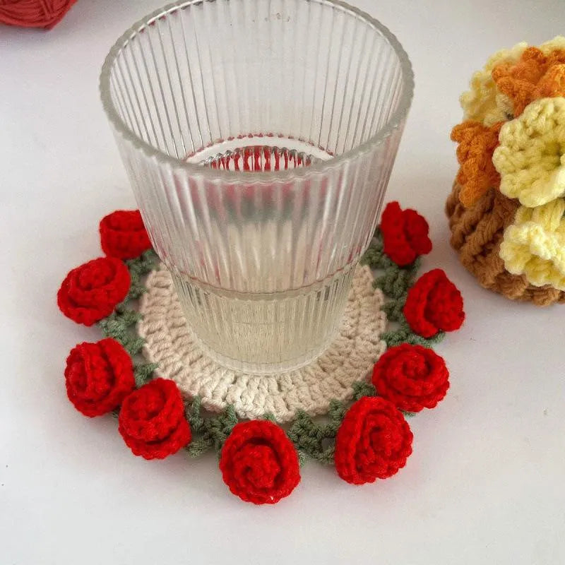 🔥Handcrafted Rose Flower Coasters