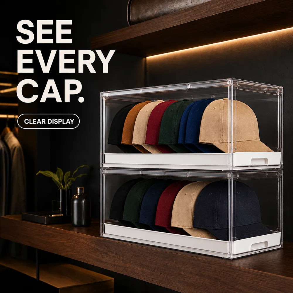 Clear Stackable Baseball Cap Organizer Drawers