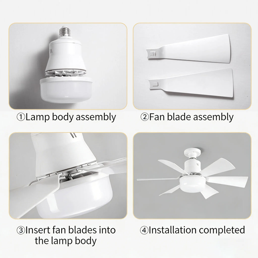 💡 E27 Screw-Base Silent Mini Fan Light,Remote Control