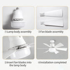 💡 E27 Screw-Base Silent Mini Fan Light,Remote Control