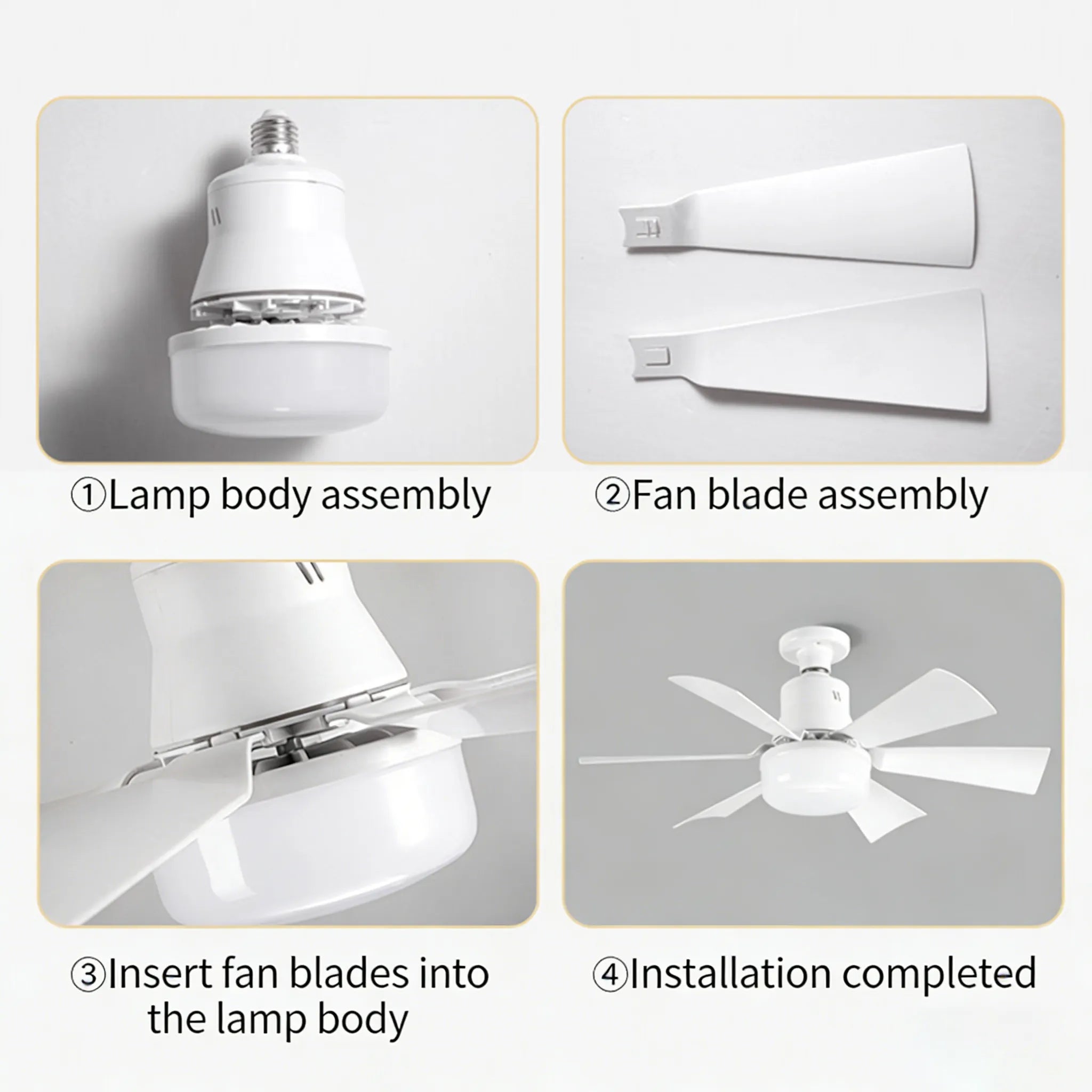 💡 E27 Screw-Base Silent Mini Fan Light,Remote Control