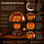 Cozy Halloween Glow Stained-Glass-Style Table Lamp