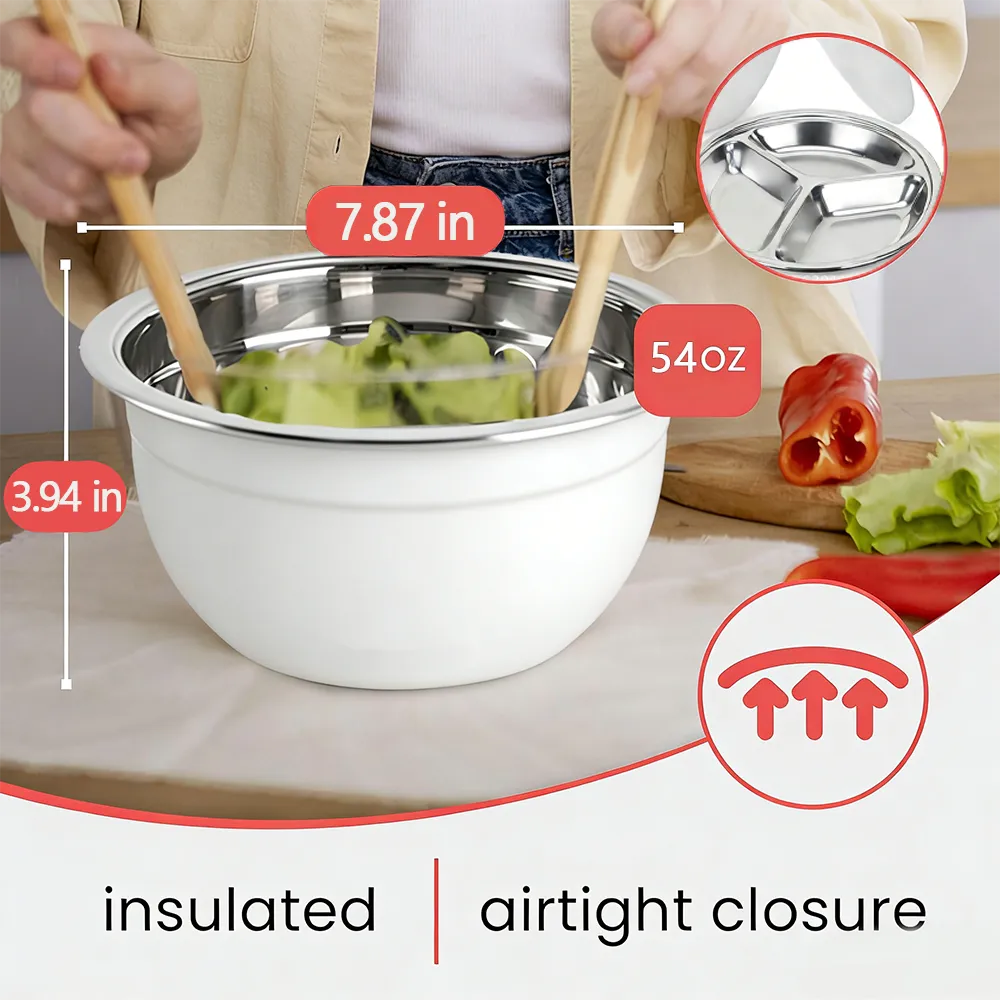 🥗 Stainless Steel Salad Bowl Set – Fresh Meals, Anytime Anywhere
