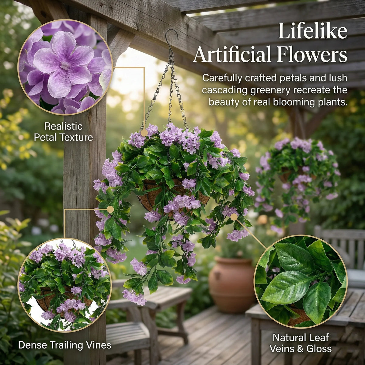 🌺 UV-Resistant Artificial Hanging Flower Basket