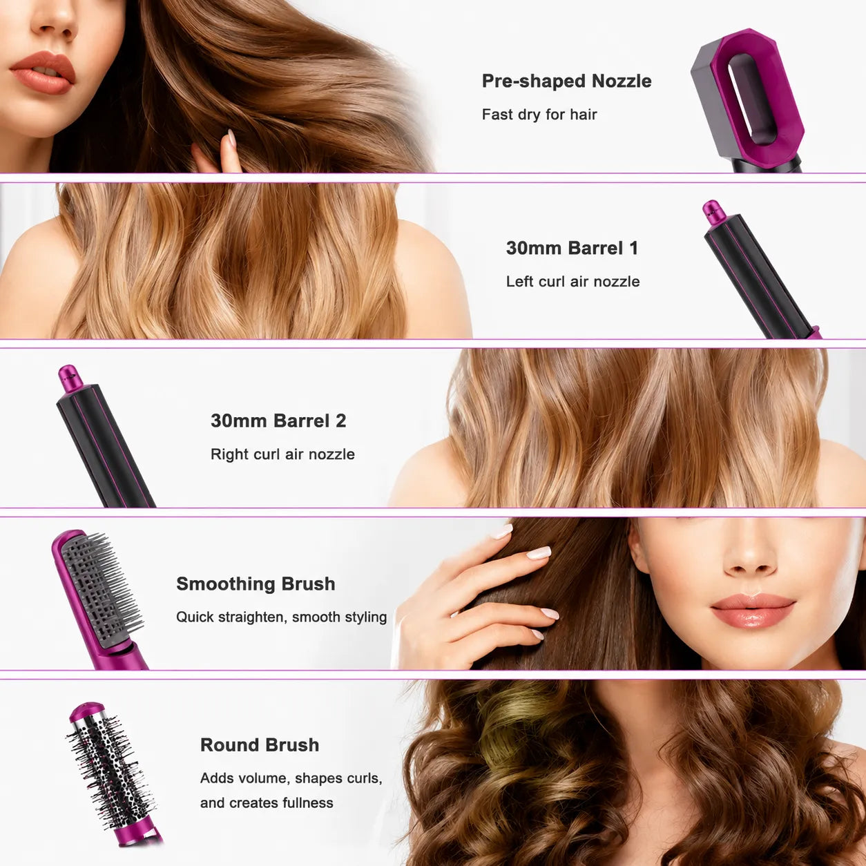 💇‍♀️ 5-in-1 Hot Air Styling Comb Set