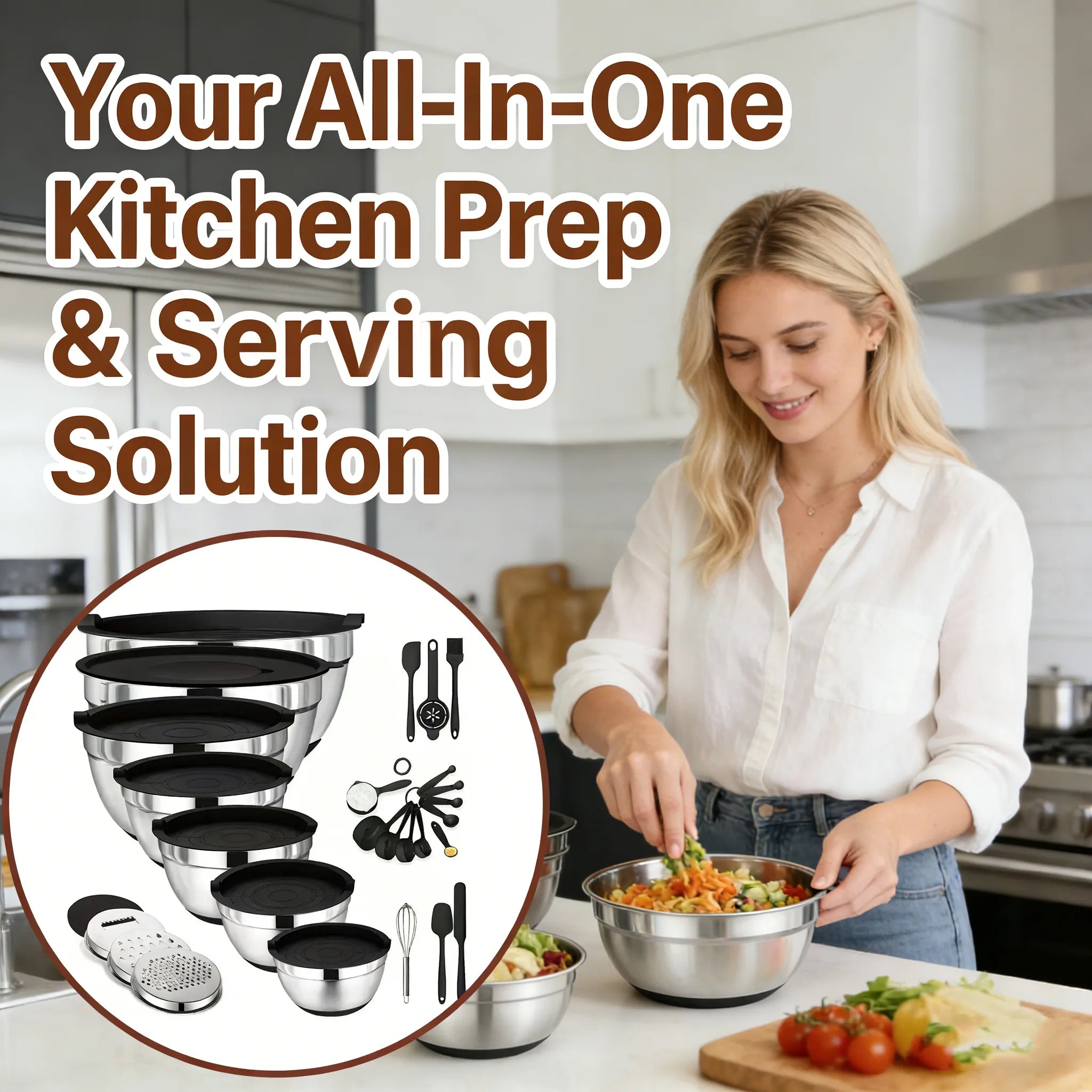 🥗 Gluten Grater with Lid and Salad Bowl Set
