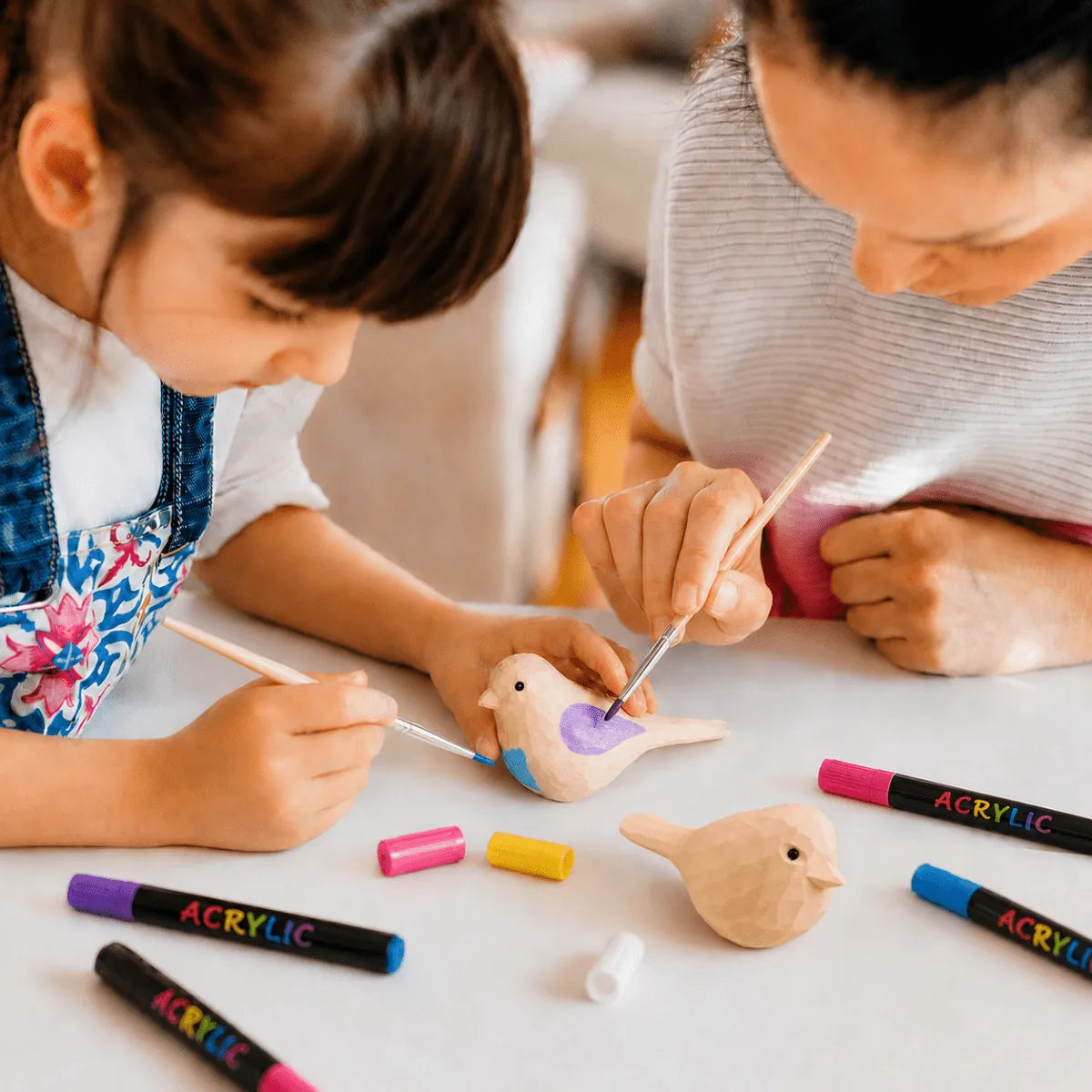 Hand-Carved Wooden Bird Painting Kit