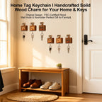 🏡 Home Tag Keychain Set — Solid Wood Key Holder & Wall Mount Hook