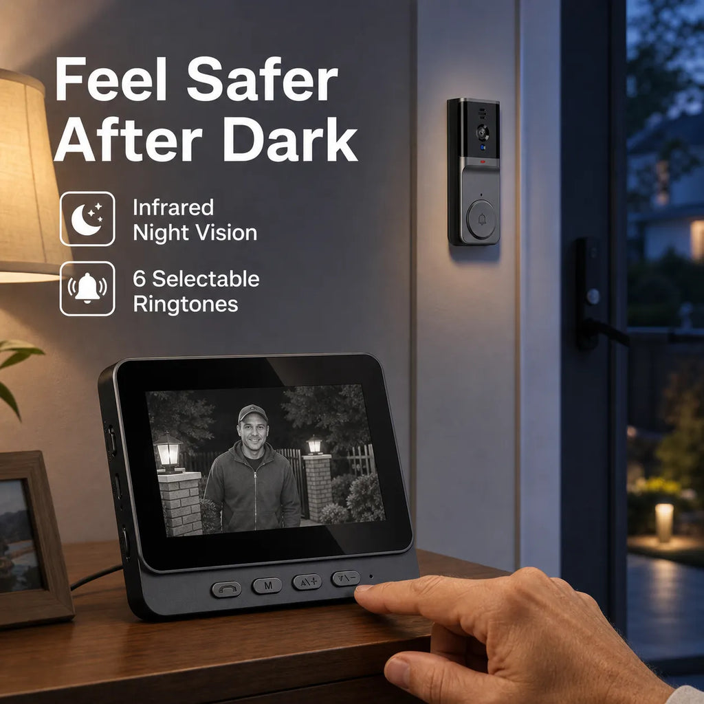 M16S Wireless Video Doorbell Monitor with 4.3-Inch Indoor Screen