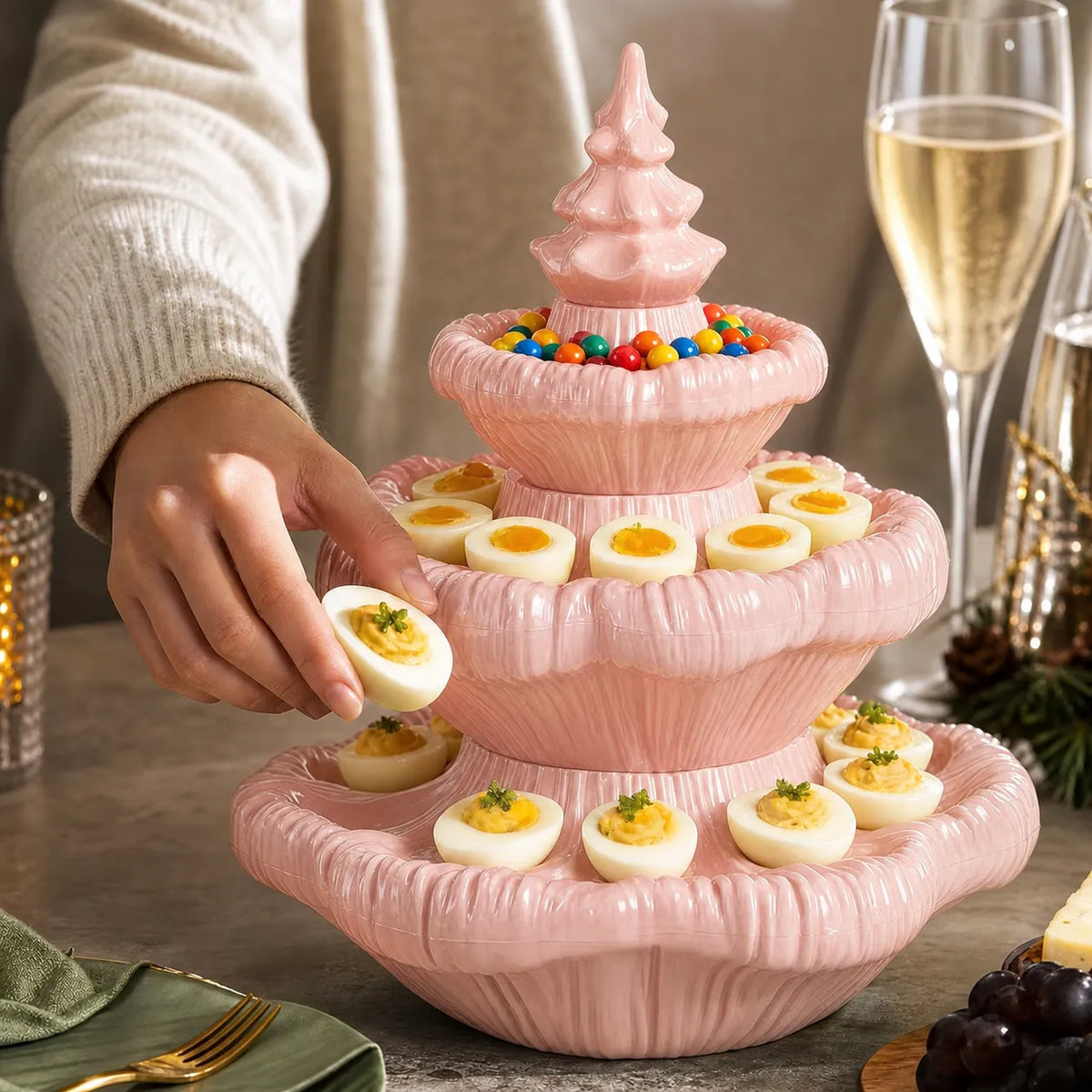 Festive 3-Tier Christmas Tree Serving Platter