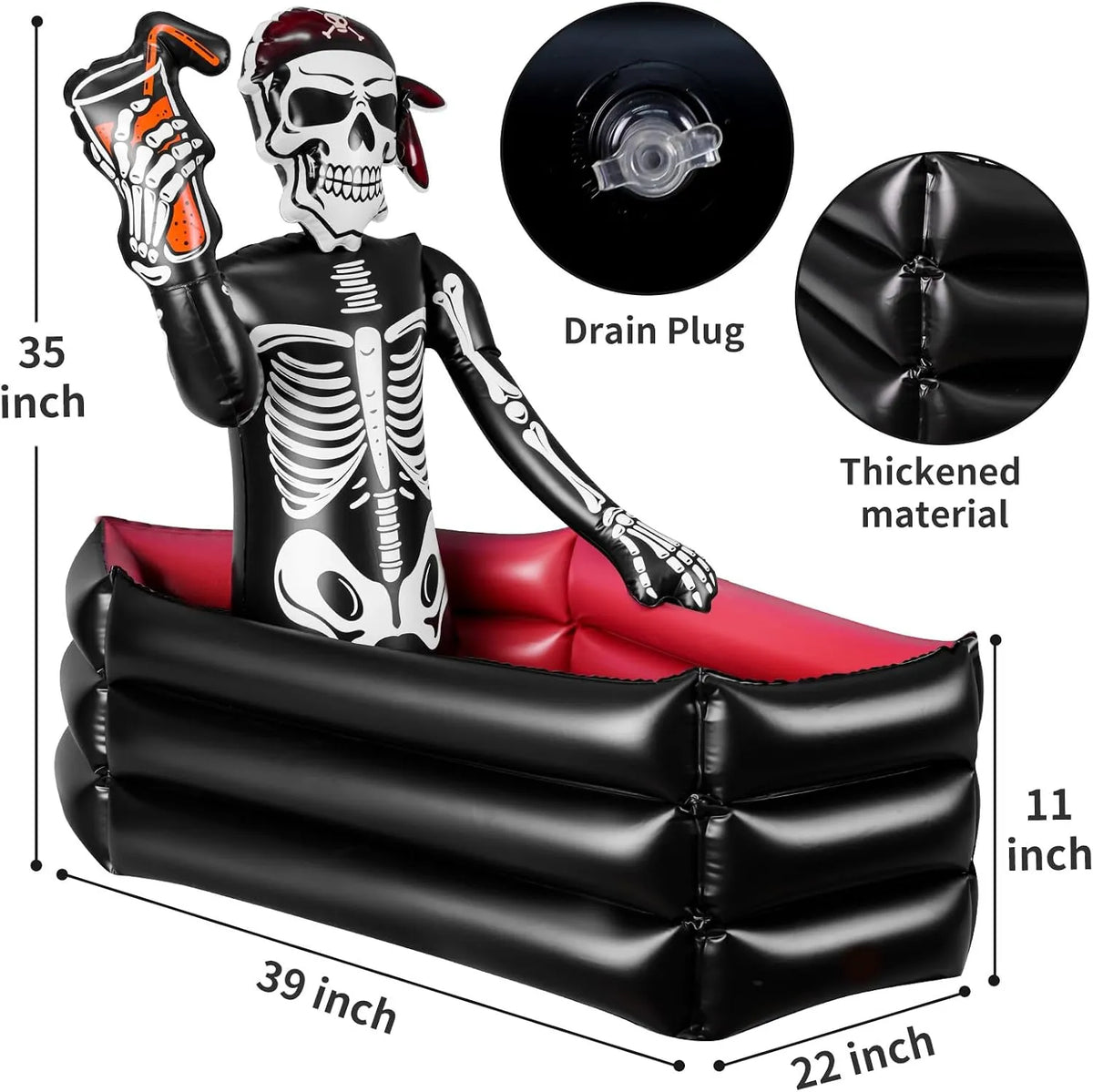 40-Gallon Inflatable Pirate Skeleton Cooler for Halloween