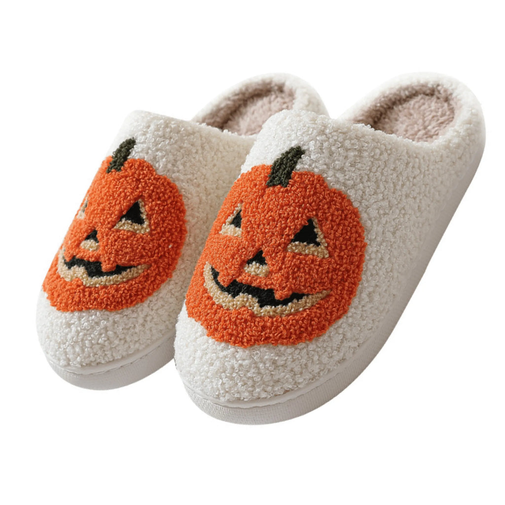 Cozy Jack-O'-Lantern Plush House Slippers