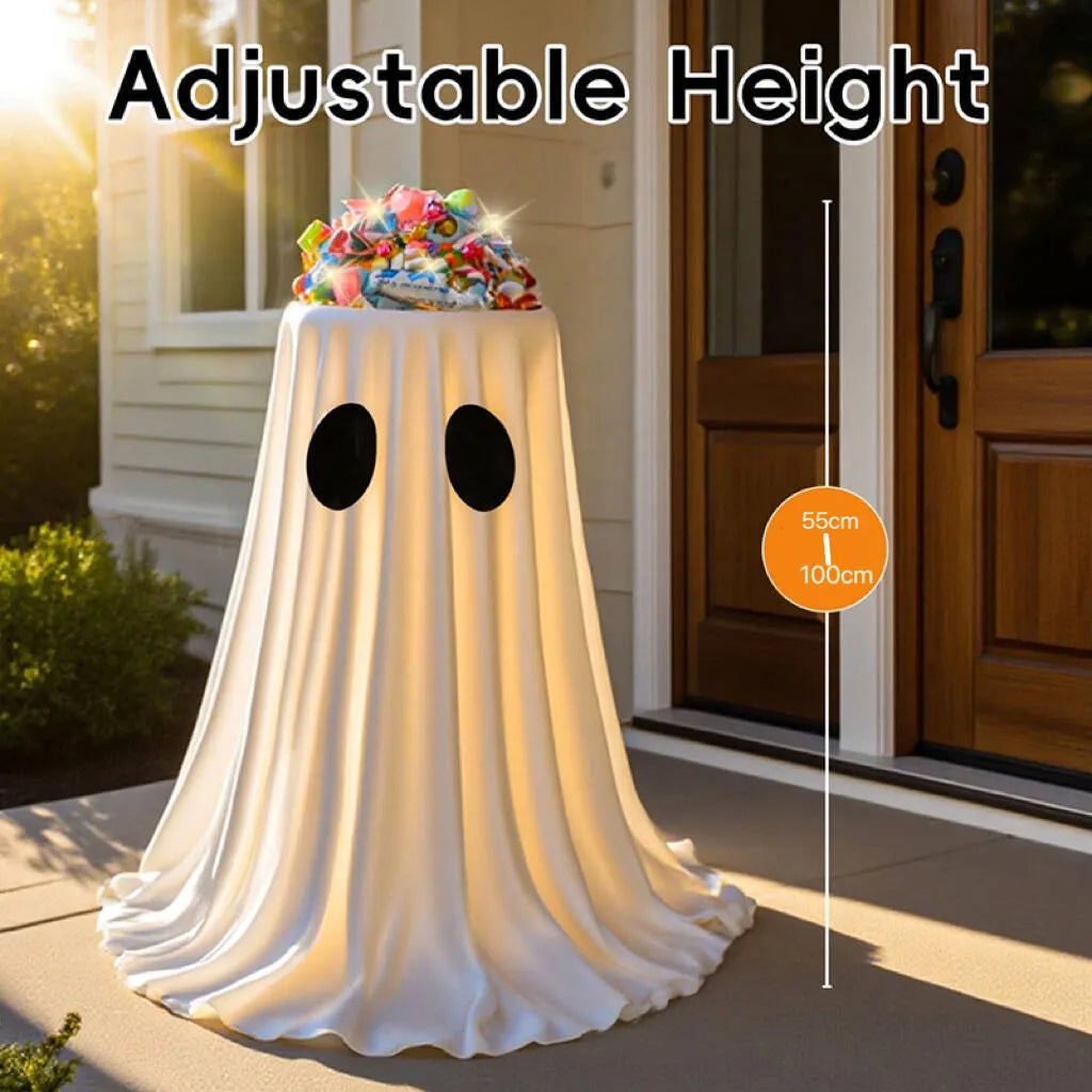 Adjustable Light-Up Ghost Candy Bowl Stand for Halloween