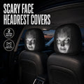 Scary Face Car Headrest Covers — 3 Slip-On Horror Designs
