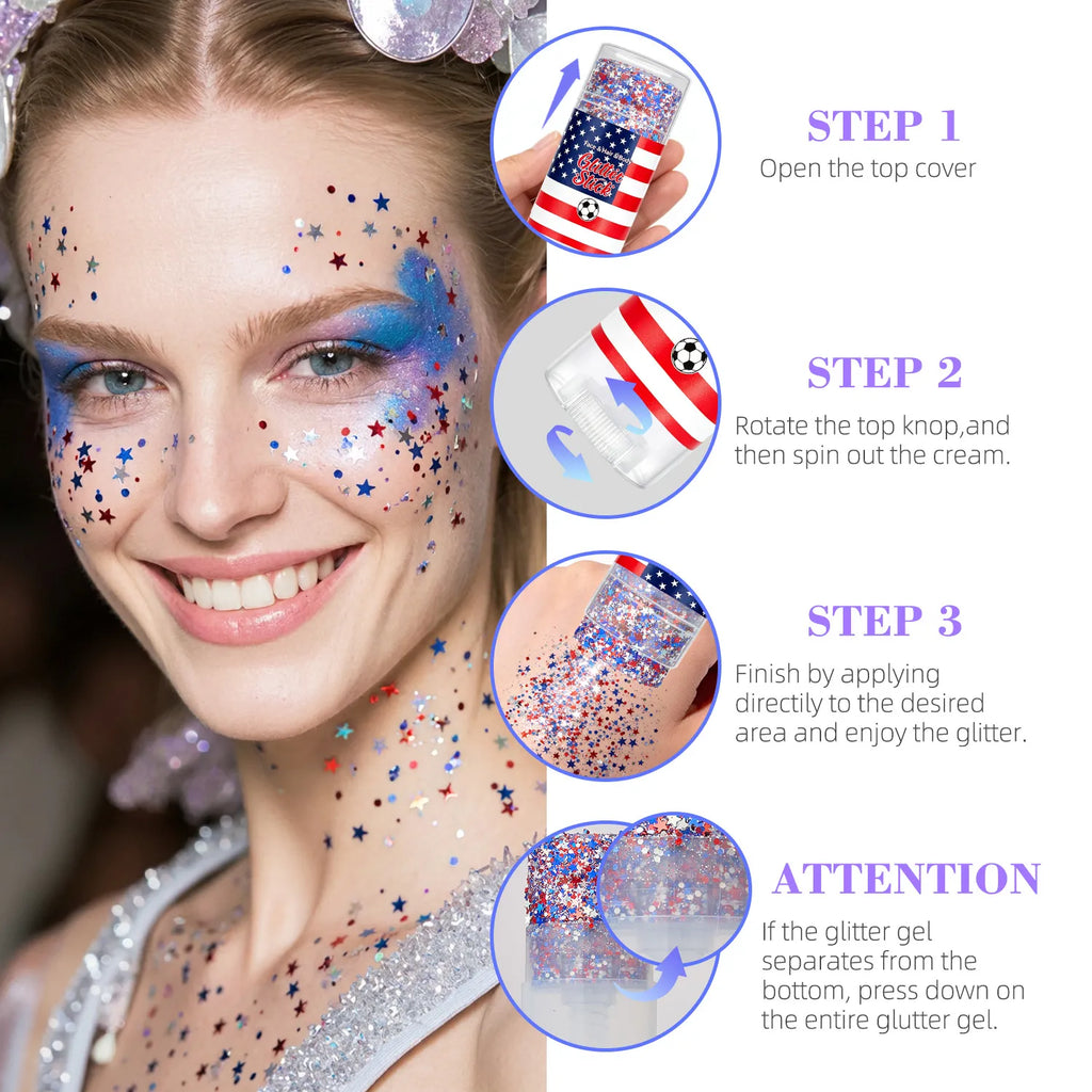 🇺🇸 Patriotic-Themed Body Glitter Sticks