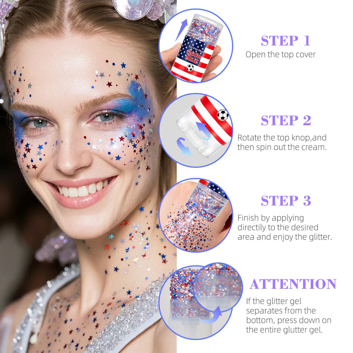 🇺🇸 Patriotic-Themed Body Glitter Sticks