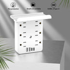 ⚡Multi-Functional Wall Outlet Extender with Shelf – 6 AC Outlets & 4 USB Charging Ports