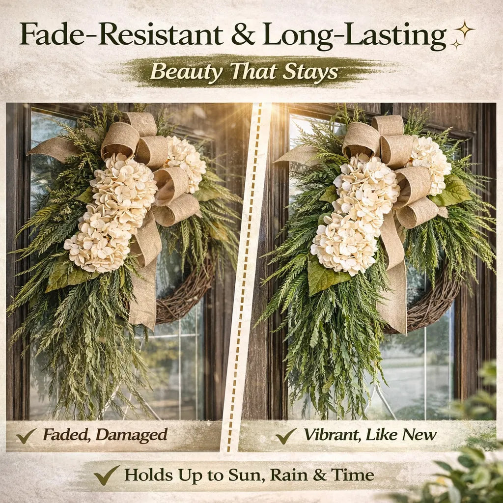 🌸 Handcrafted Hydrangea Rattan Wreath 🔥