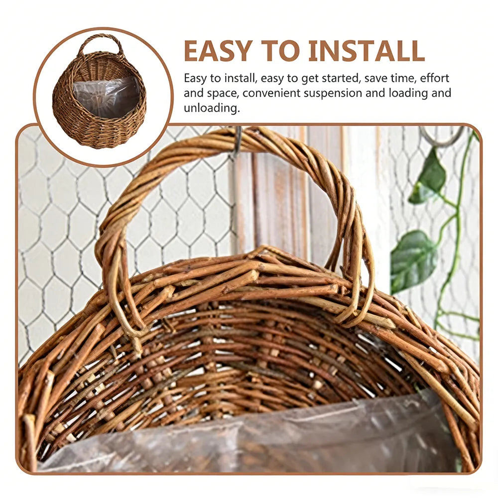 🌿 Hand-Woven Hanging Willow Basket – Natural Wall Planter & Decorative Storage