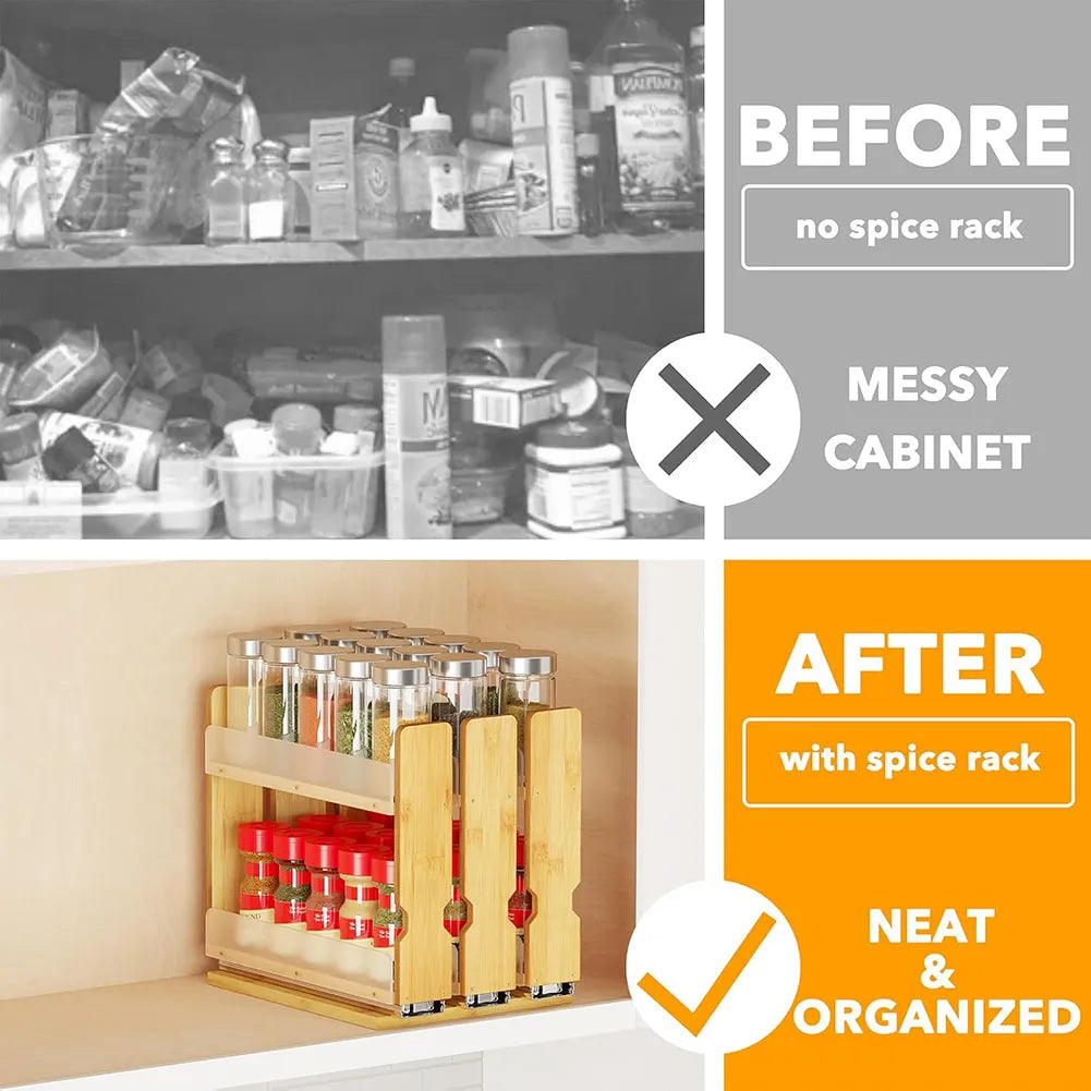 🌿 Bamboo Pull-Out Spice Rack