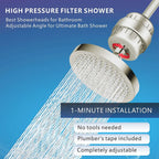 🚿 Premium 6" Rain Shower Filter Head Set