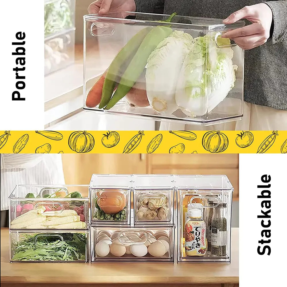 7-1Pack Stackable Refrigerator & Pantry Organizer Bins