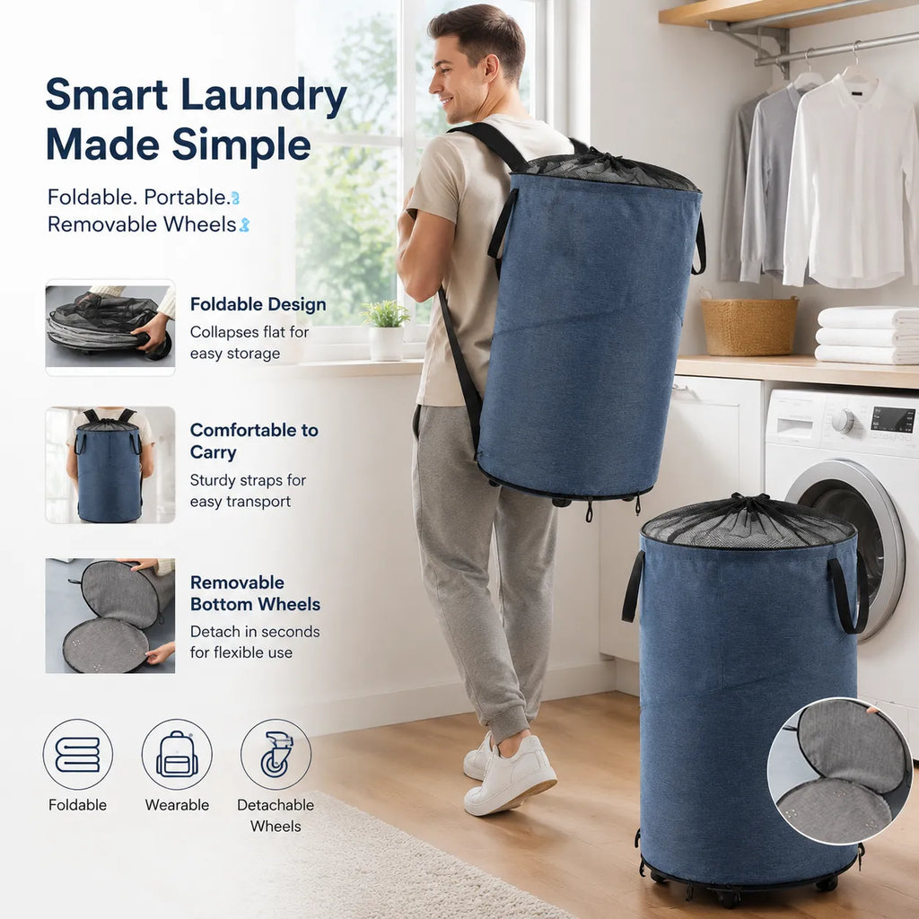 🧺 Rolling Collapsible Laundry Hamper