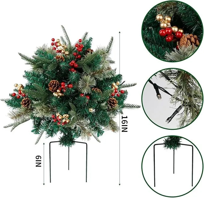 🎄 Pre-Lit Planter Bushes Christmas Holiday Decor