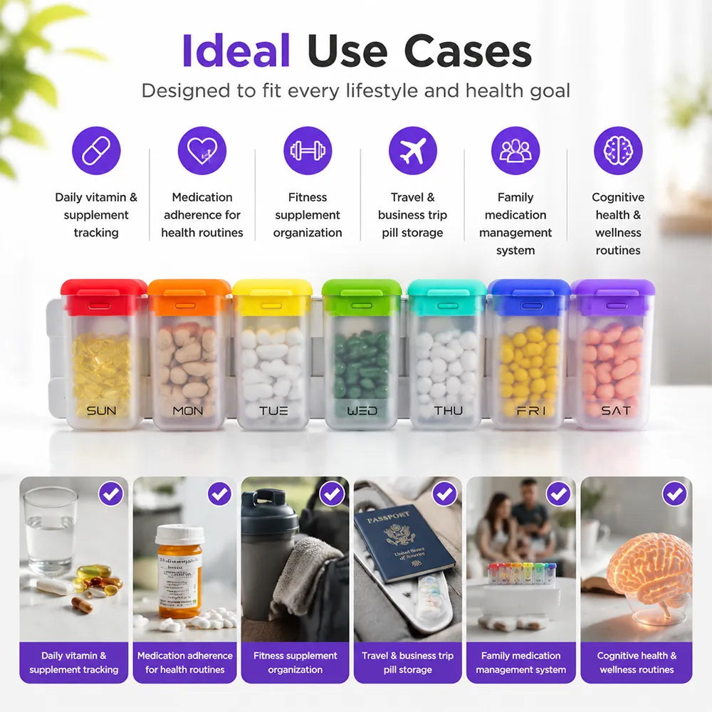 💊 Refrigerator Magnetic Weekly Pill Organizer (7-Day System)