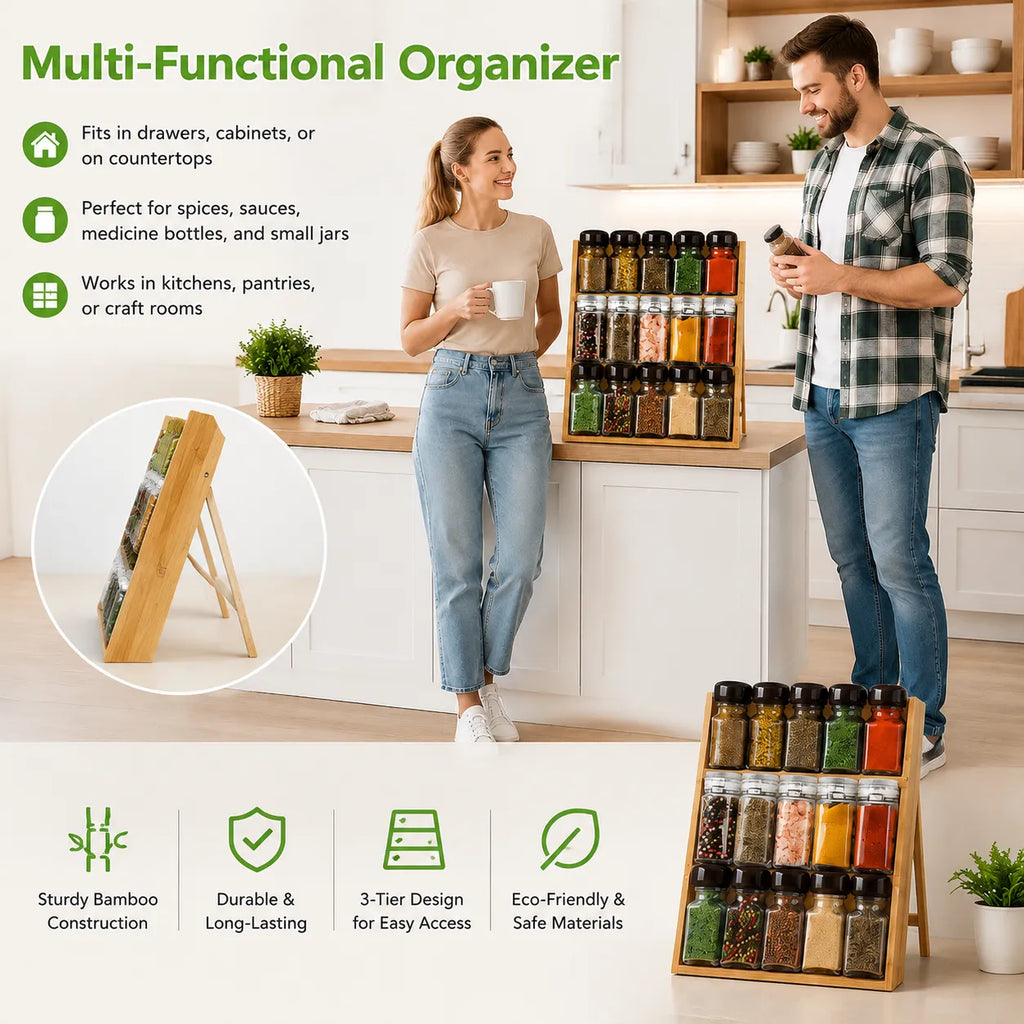 🧂 Bamboo 3-Tier Spice Rack