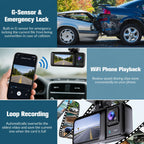 Three-Channel 1080P WiFi Dash Cam with Front, Cabin & Rear Recording
