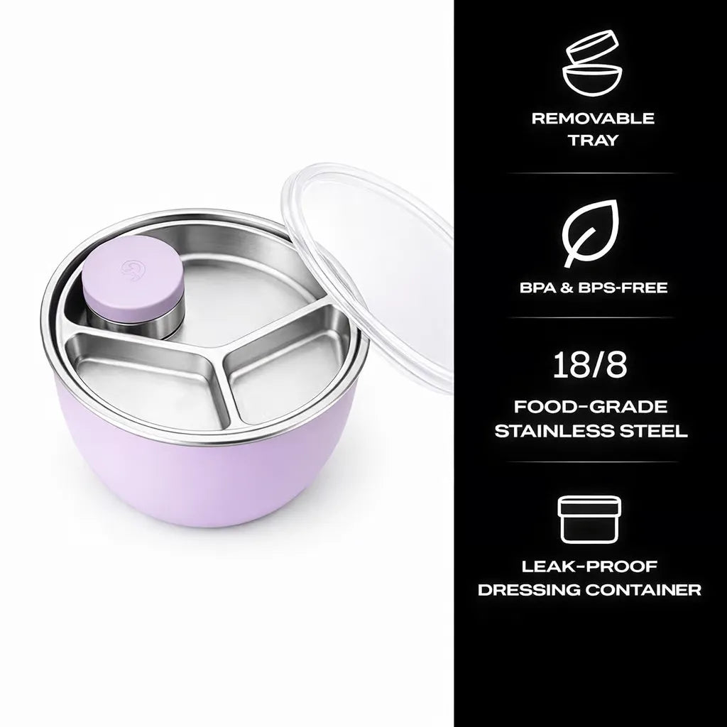 🥗 Stainless Steel Salad Bowl Set – Fresh Meals, Anytime Anywhere