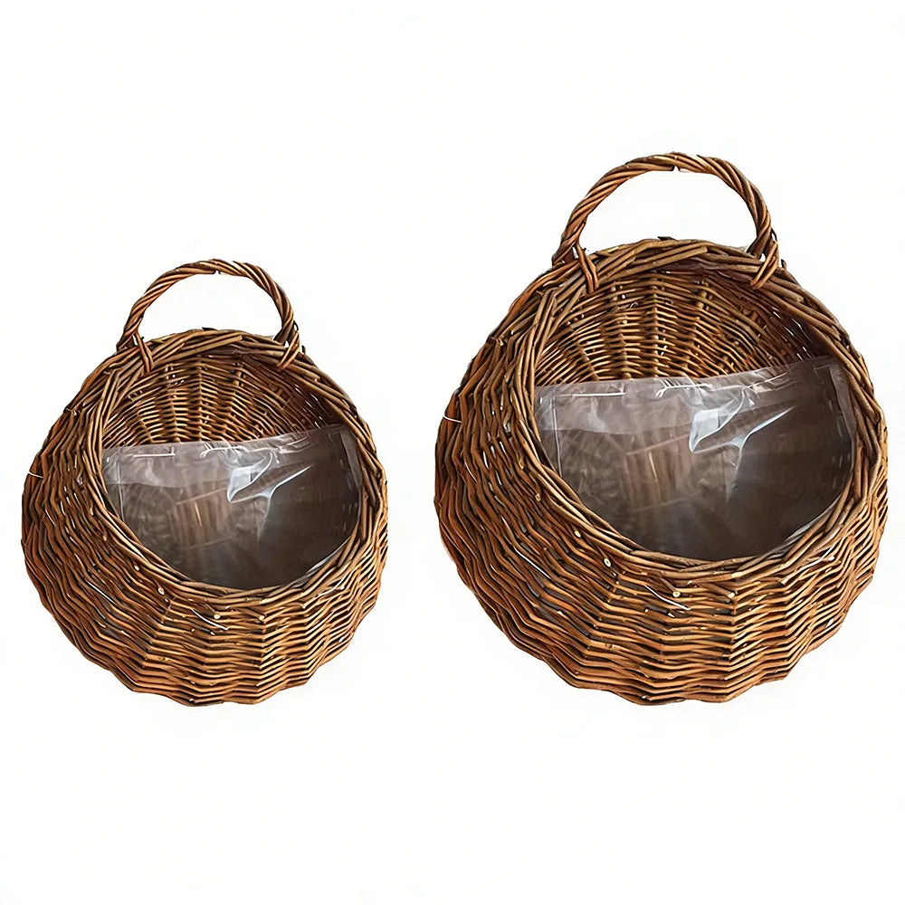 🌿 Hand-Woven Hanging Willow Basket – Natural Wall Planter & Decorative Storage