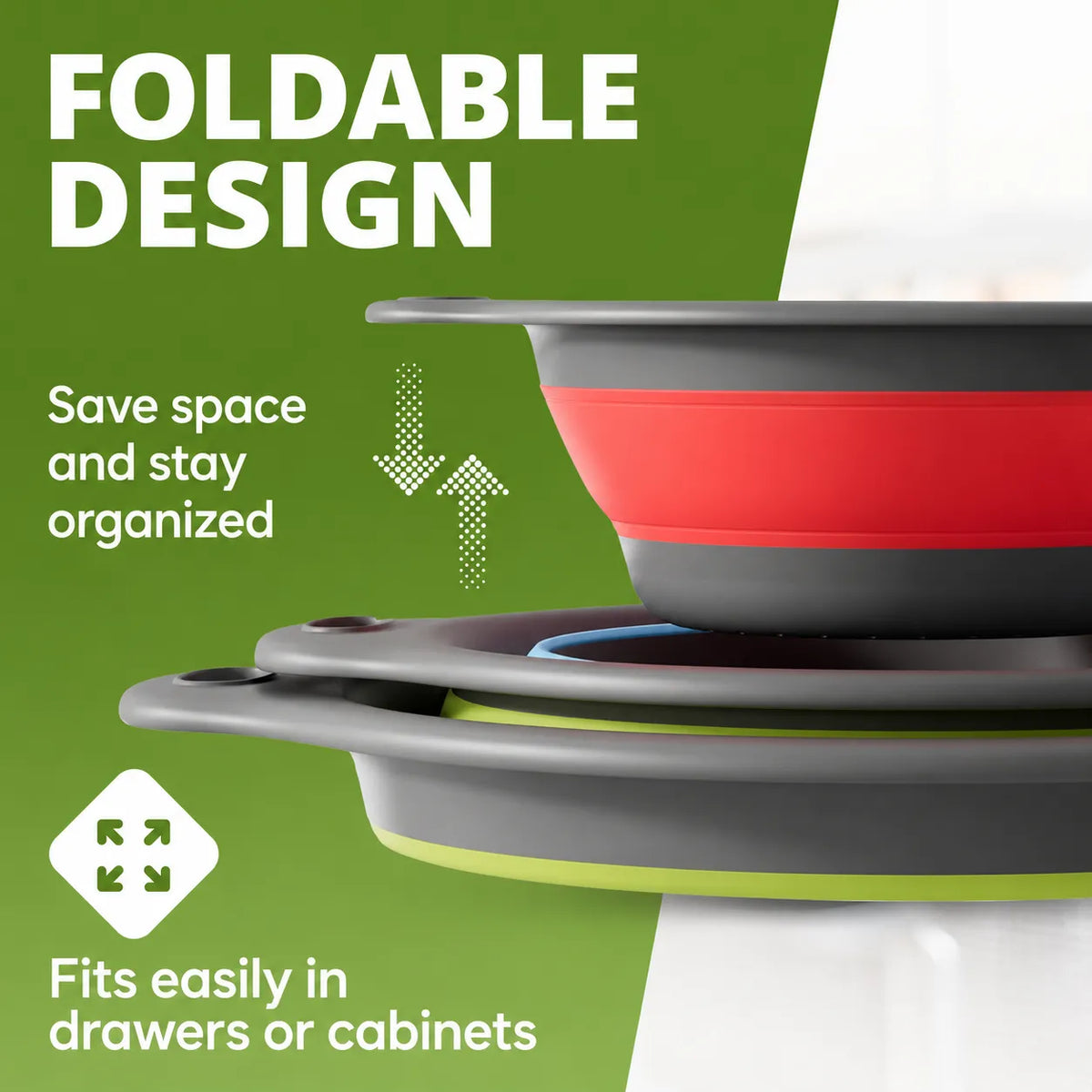 4-Piece Collapsible Colander & Self-Draining Base Set