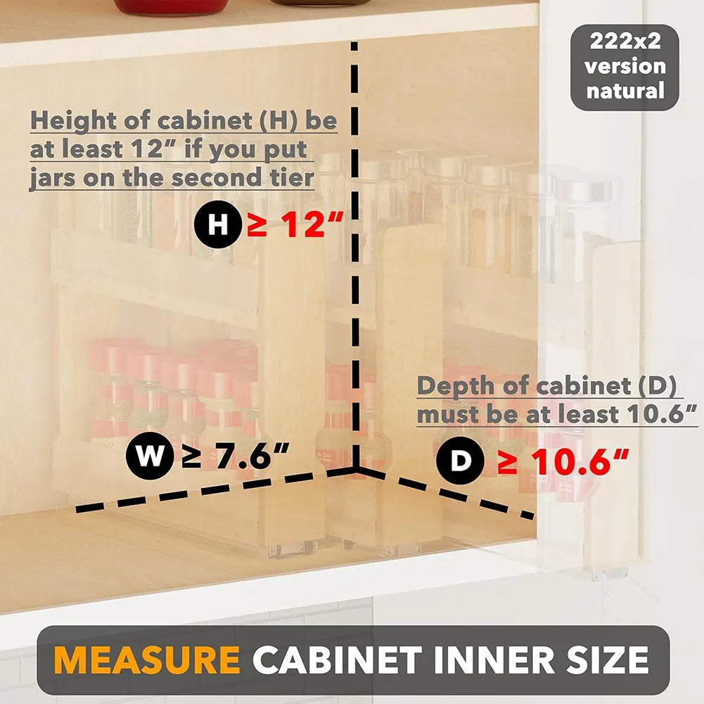 🌿 Bamboo Pull-Out Spice Rack