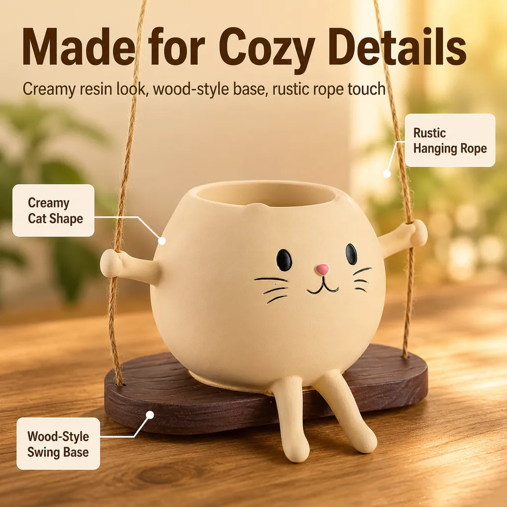 🐱 Potted Cat Swing Rocking Chair Ornament