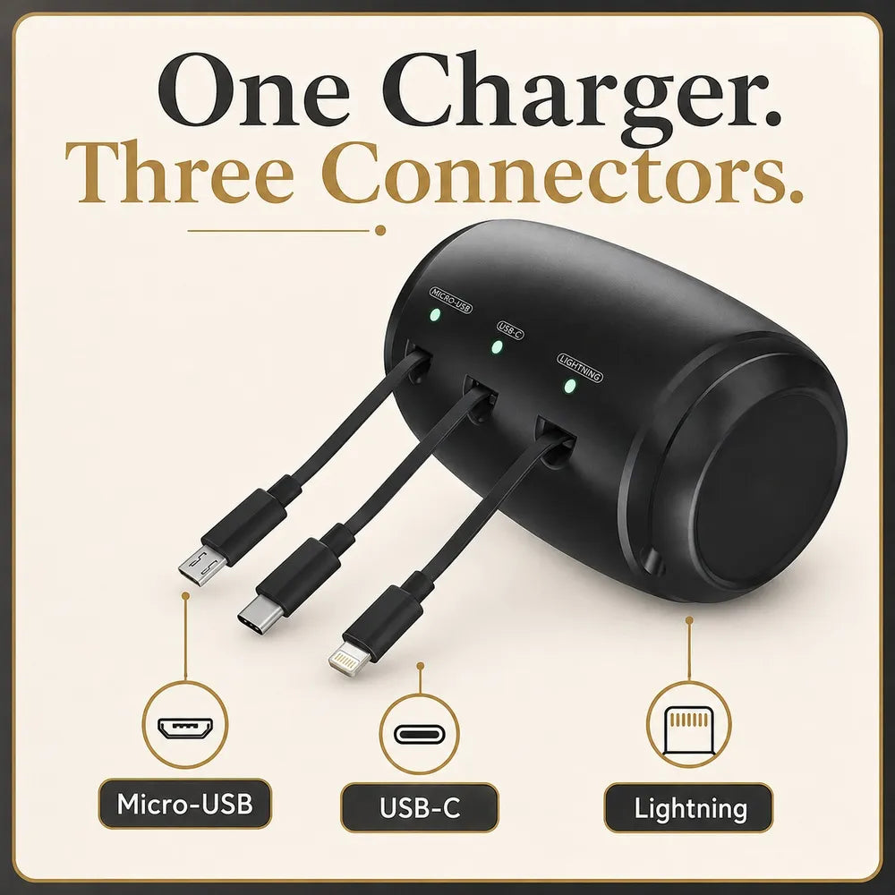 Tangle-Free 3-in-1 Retractable Backseat Charger