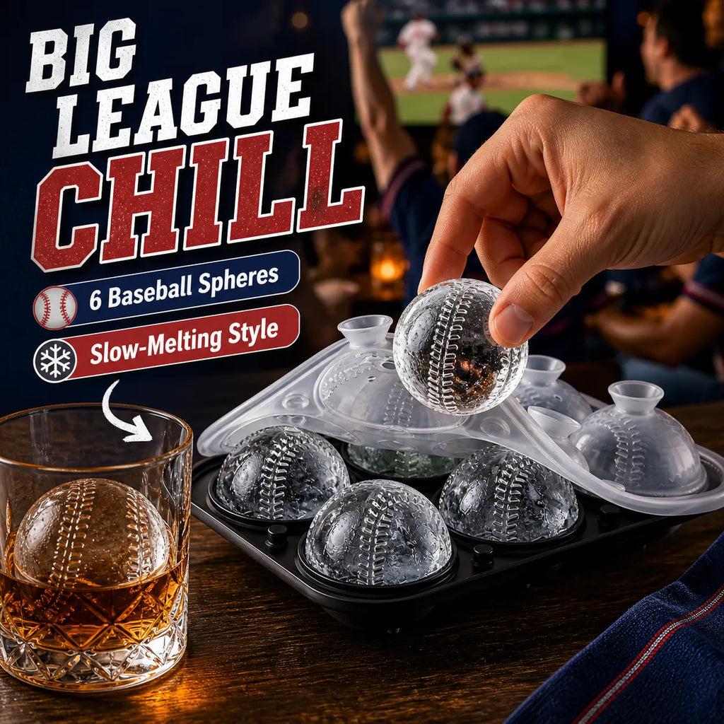 Baseball Ice Ball Mold – 6-Cavity Silicone Tray