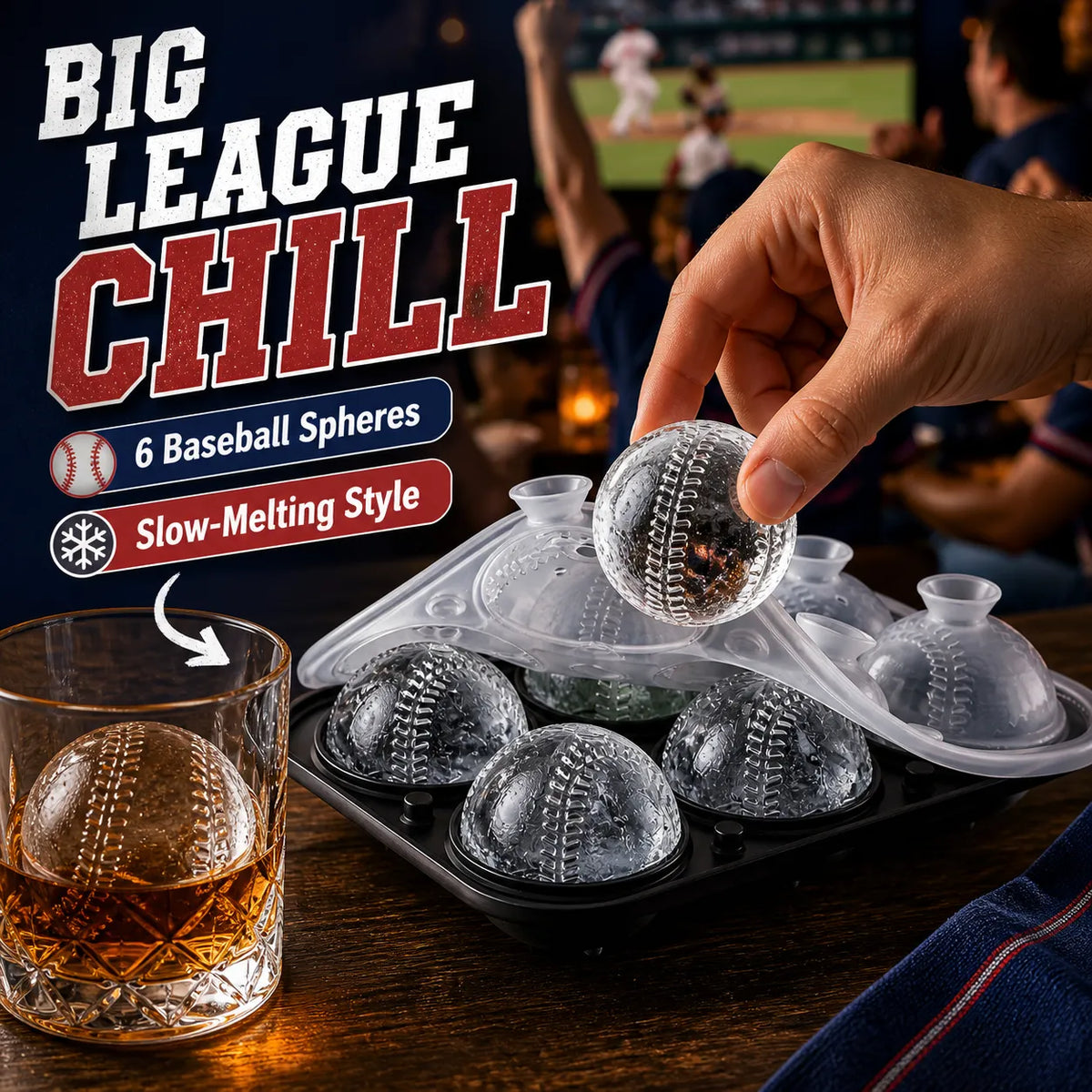 Baseball Ice Ball Mold – 6-Cavity Silicone Tray