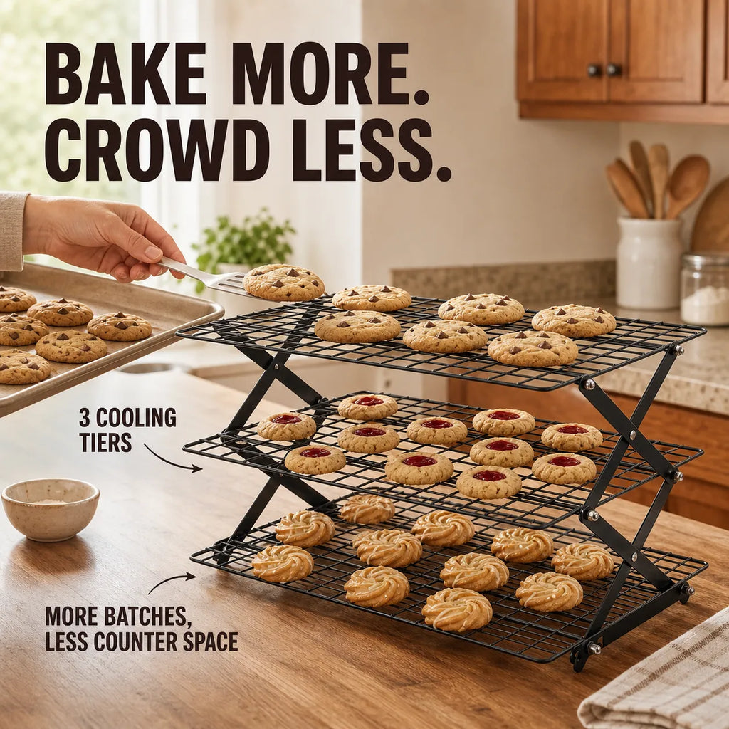 Space-Saving 3-Tier Foldable Cooling Rack