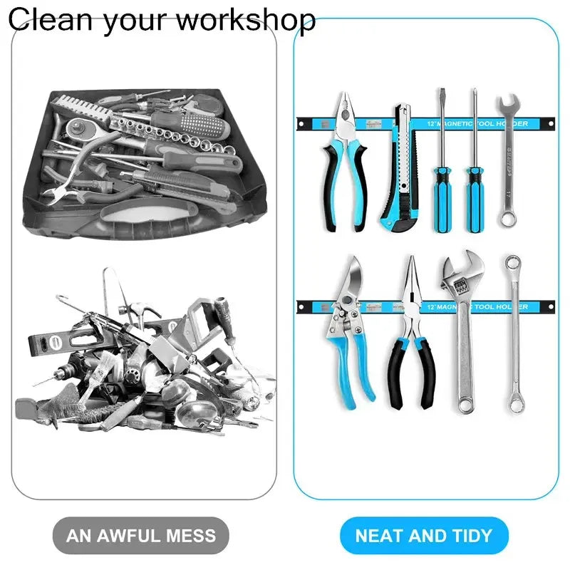 🔧 12" Magnetic Tool Holder – Heavy Duty Wall Mount Bars (Blue)