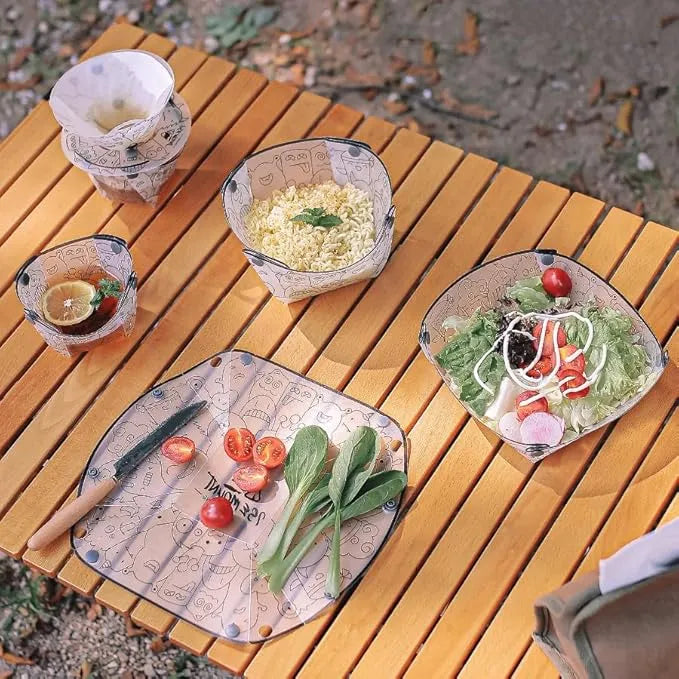 3-Piece Portable Camping Tableware Set – Foldable Plate, Bowl, and Cup for Outdoor Picnics and Camping