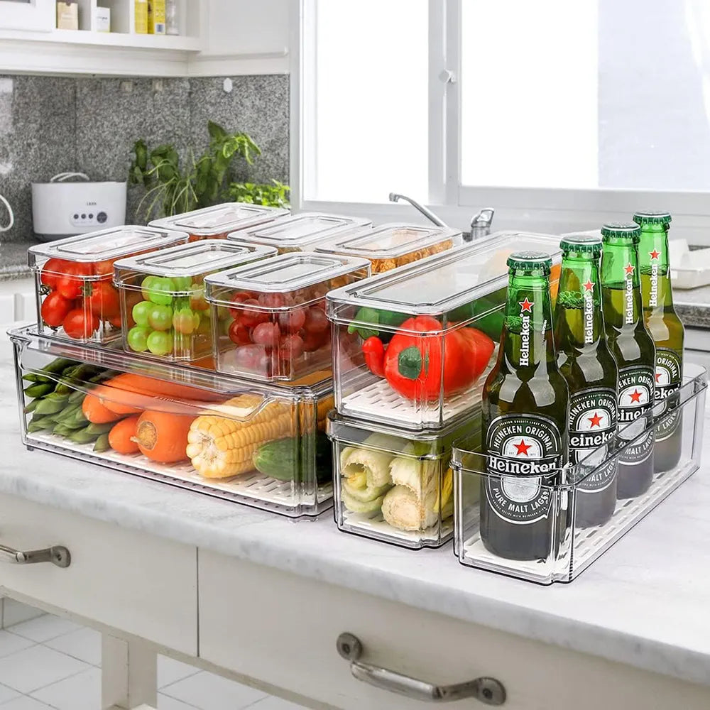 7-1Pack Stackable Refrigerator & Pantry Organizer Bins