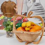 🍏 Foldable Bamboo Fruit Basket – Transform Your Kitchen with Style! 🍏