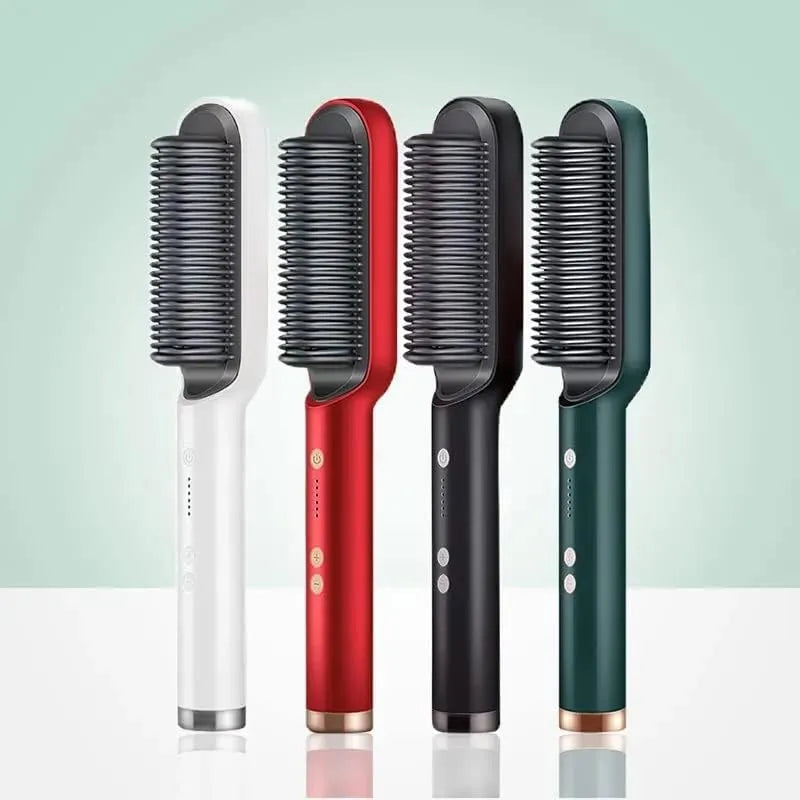 ✨ 2-In-1 Negative Ion Hair Straightener Brush