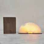 Open-to-Glow Walnut Folding Book Light