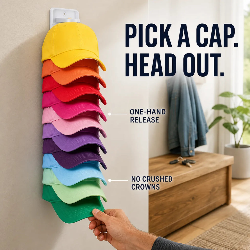 10-Cap Wall-Mounted Spring Clip Organizer