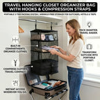🧳 Travel Hanging Closet Organizer Bag with Hooks & Compression Straps
