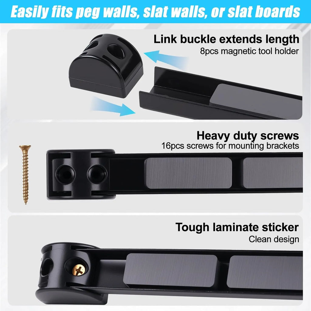 🔧 12" Magnetic Tool Holder – Heavy Duty Wall Mount Bars (Blue)